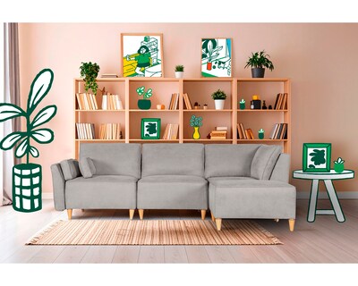 Foto 1 | Foto 1 | Sala De 4 Módulos Makora Morelli Con Memory Foam Color Gris Claro Chenille Respaldo Reclinable De 3 Posiciones