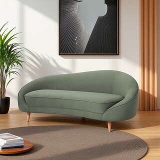 Foto 4 | Foto 4 | Ilios Innova | Sofá De 3 Plazas Curvo Querétaro Verde. Diseño Orgánico Y Patas De Madera Estables Para Sala Moderna