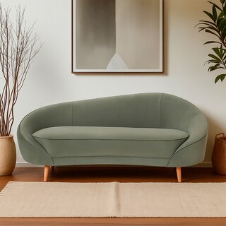 Foto 5 | Foto 5 | Ilios Innova | Sofá De 3 Plazas Curvo Querétaro Verde. Diseño Orgánico Y Patas De Madera Estables Para Sala Moderna