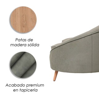 Foto 7 | Foto 7 | Ilios Innova | Sofá De 3 Plazas Curvo Querétaro Verde. Diseño Orgánico Y Patas De Madera Estables Para Sala Moderna