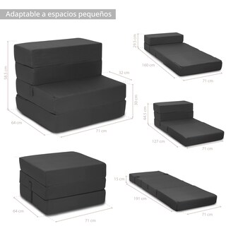 Foto 5 | Foto 5 | Sofá Cama Portátil Onof Sci Plegable 2 en 1 Individual Gris Grafito