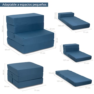 Foto 5 | Foto 5 | Sofá Cama Individual Onof Sci Plegable 2 En 1 Cama Portátil Color Azul