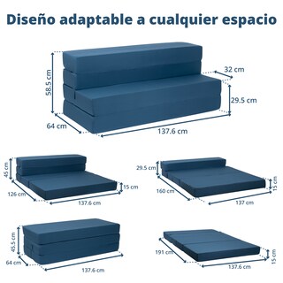 Foto 3 | Foto 3 | Sofá Cama Matrimonial Onof Scm Plegable 2 En 1 Color Azul