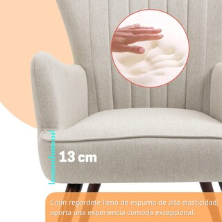 Foto 6 | Foto 6 | Sillon Individual Terciopelo Sillon Occasional De Madera Beige Gomyhome