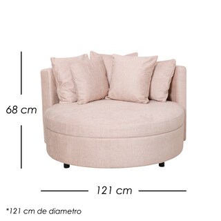 Foto 2 | Foto 2 | Ilios Innova | Sofá Redondo De Una Plaza Con Tapizado Beige. Diseño Moderno Y Elegante Para Sala U Oficina