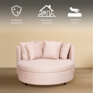 Foto 3 | Foto 3 | Ilios Innova | Sofá Redondo De Una Plaza Con Tapizado Beige. Diseño Moderno Y Elegante Para Sala U Oficina