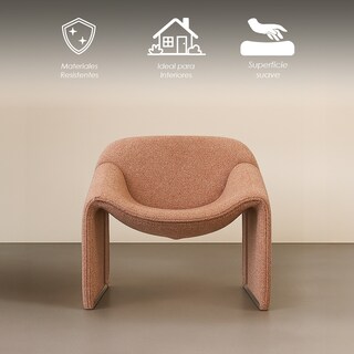 Foto 3 | Foto 3 | Sillón Ilios Innova Cangrejo Terracota Diseño Moderno y Futurista  Estructura Curva con Reposa Brazos y Tela Bouclé