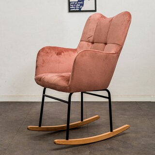 Foto 4 | Foto 4 | Silla mecedora Ilios Innova de Terciopelo Rosa Moderna y Comoda para Sala o Dormitorio