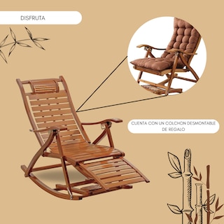 Foto 2 | Foto 2 | Silla Mecedora de Bambú Komfort Plegable