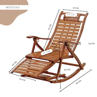 Foto 4 | Foto 4 | Silla Mecedora de Bambú Komfort Plegable