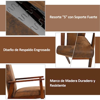 Foto 7 | Foto 7 | Sillón Individual Furniturer Bruqax Marrón 66 X 73 X 87 Cm