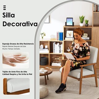 Foto 8 | Foto 8 | Sillón Individual Furniturer Bruqax Beige 60 X 62 X 87.5 Cm