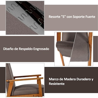 Foto 5 | Foto 5 | Sillón Individual Furniturer Bruqax Marrón 60 X 62 X 87.5 Cm
