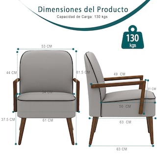Foto 2 | Foto 2 | Sillón Individual Furniturer Doggy Gris 61 X 63 X 81.5 Cm