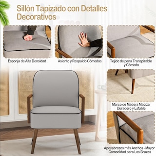 Foto 7 | Foto 7 | Sillón Individual Furniturer Doggy Gris 61 X 63 X 81.5 Cm