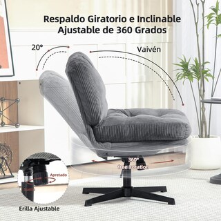 Foto 6 | Foto 6 | Sillon Ocasional Individual Con Giro De 360 grados Gris Gomyhome