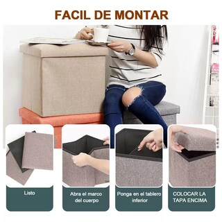 Foto 2 | Foto 2 | Puff Silla Cubo Organizador Plegable Cajón Almacenador Eo Safe Imports Café