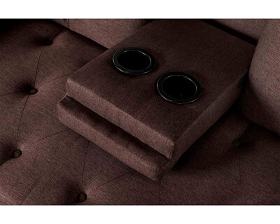 Foto 5 | Foto 5 | Sofá Cama Makora Caroli Café Lino con Portavasos