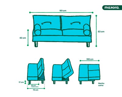 Foto 8 | Foto 8 | Sofá Cama Makora Caroli Café Lino con Portavasos