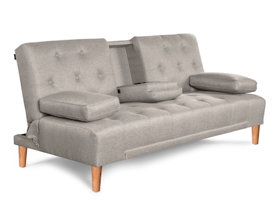 Foto 3 | Foto 3 | Sofá Cama Makora Caroli Gris Claro Lino con Portavasos
