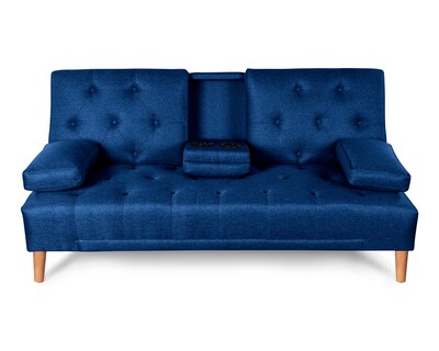 Foto 2 | Foto 2 | Sofá Cama Makora Caroli Azul Lino con Portavasos