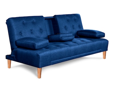 Foto 3 | Foto 3 | Sofá Cama Makora Caroli Azul Lino con Portavasos