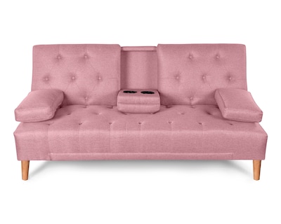 Foto 2 | Foto 2 | Sofá Cama Makora Caroli Rosa Lino con Portavasos