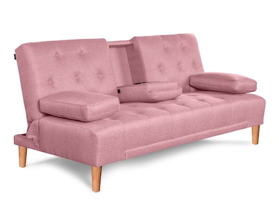 Foto 3 | Foto 3 | Sofá Cama Makora Caroli Rosa Lino con Portavasos