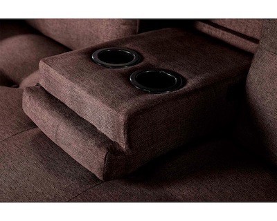 Foto 6 | Foto 6 | Sofá Cama de Lino Chocolate con Portavasos Modelo Hendrix