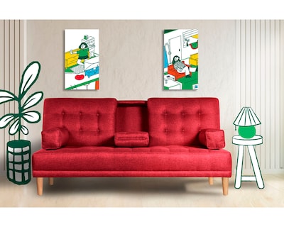 Foto 7 | Foto 7 | Sofá Cama Makora Queen Rojo con Portavasos