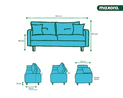Foto 8 | Foto 8 | Sofá Cama Makora Zeppelin Gris Claro con Portavasos