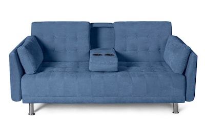 Foto 2 | Foto 2 | Sofá Cama de Velvet Azul con Portavasos Makora Zeppelin