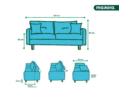 Foto 8 | Foto 8 | Sofá Cama de Velvet Azul Modelo Ilios