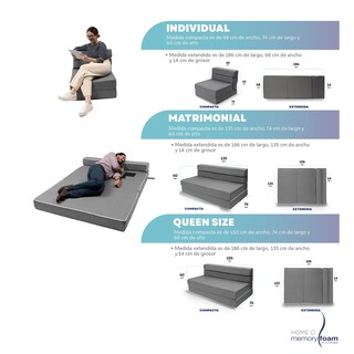 Foto 8 | Foto 8 | Sofá Cama Memory Foam Individual  Plegable Gris