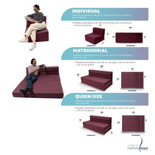 Foto 8 | Foto 8 | Sofá Cama Memory Foam Individual Plegable Rosa