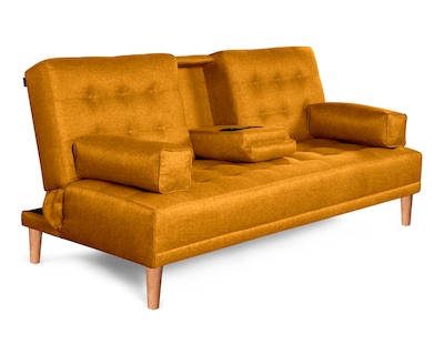 Foto 3 | Foto 3 | Sofá Cama Makora Queen Con Memory Foam Color Mostaza Lino Respaldo Reclinable 3 posiciones