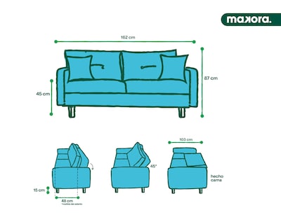 Foto 8 | Foto 8 | Sofá Cama Makora Queen Con Memory Foam Color Mostaza Lino Respaldo Reclinable 3 posiciones