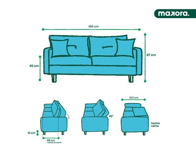 Foto 8 | Foto 8 | Sofá Cama De Velvet Azul Modelo Zambroni