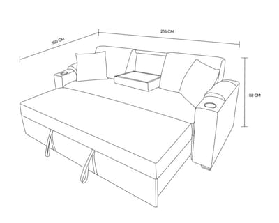 Foto 8 | Foto 8 | Sofá Cama Easy Living Milán Gris Claro con Mesa Plegable y Portavasos