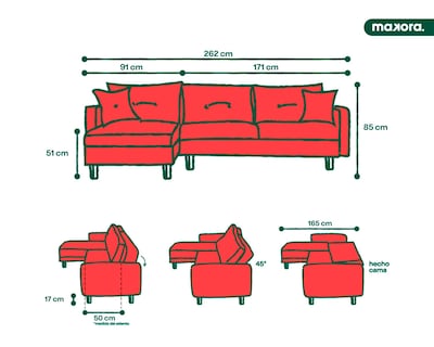 Foto 6 | Foto 6 | Sala Modular Mondlak Gris Claro Makora Beehive Memory Foam Velvet