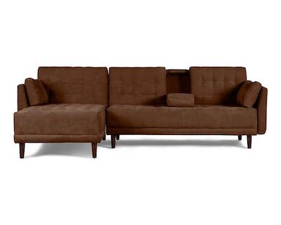Foto 1 | Foto 1 | Sala Modular Annara Chocolate Makora Beehive Memory Foam De Velvet Con Portavasos