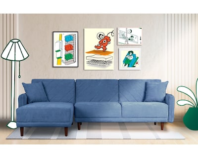 Foto 5 | Foto 5 | Sala Modular Cosmo Azul Makora Beehive Memory Foam De Velvet
