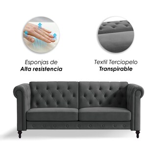 Foto 8 | Foto 8 | Ilios Innova | Sofá Cama Moderno De Terciopelo Con Espuma Y Patas De Madera, Ideal Para Interiores