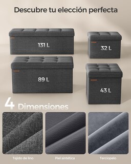 Foto 5 | Foto 5 | Banco De Almacenamiento Songmics Mlsf47k Con Capacidad De 89 Litros, Gris Oscuro