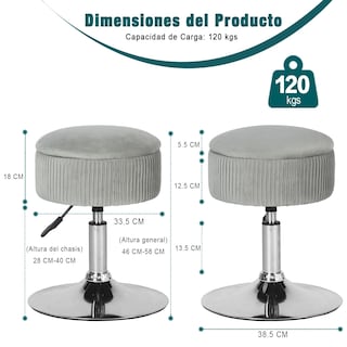 Foto 3 | Foto 3 | Taburete Tocador Tipo Puf Para Almacenar Furniturer Theehe Gris