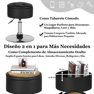 Foto 5 | Foto 5 | Taburete Tocador Tipo Puf Para Almacenar Furniturer Theehe Negro