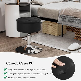 Foto 7 | Foto 7 | Taburete Tocador Tipo Puf Para Almacenar Furniturer Theehe Negro