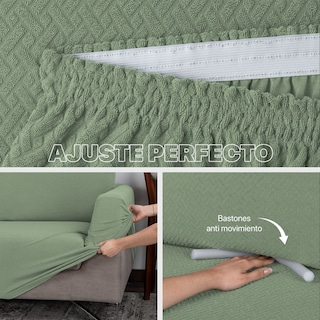 Foto 5 | Foto 5 | Juego Protector Cubre Salas Real Textil Elástico Verde Menta Ajustable 3 Piezas