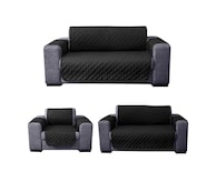 Protector De Sala Para Sillón Rebeca Rombos Negro / Perla Set De 3 Piezas