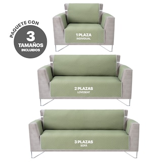 Foto 3 | Foto 3 | Protector Cubresala Pinsonic Real Textil Olivo / Gris Doble Vista 3 Piezas